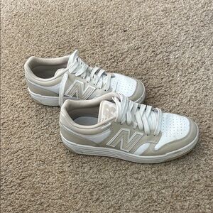 New Balance Cream and White Casual Sneakers